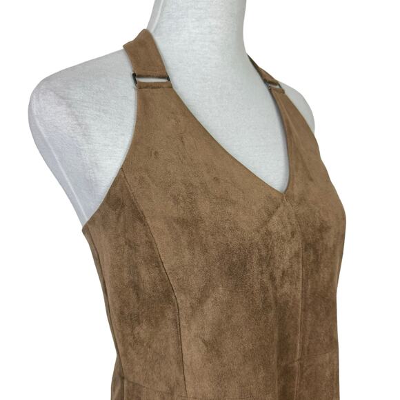 BCBGMaxazria Abbott Mocha Brown Faux Suede Cocktail Mini Shift Dress w POCKETS - Picture 5 of 13